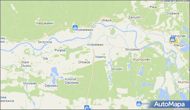 mapa Nowiny gmina Przytoczna, Nowiny gmina Przytoczna na mapie Targeo