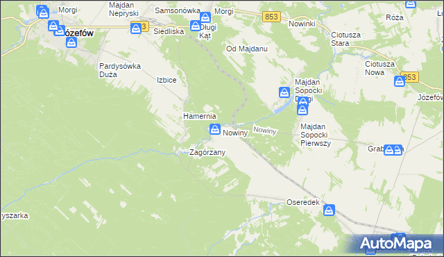 mapa Nowiny gmina Susiec, Nowiny gmina Susiec na mapie Targeo