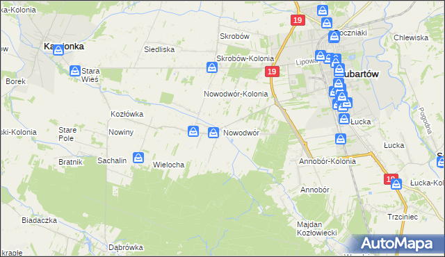 mapa Nowodwór gmina Lubartów, Nowodwór gmina Lubartów na mapie Targeo