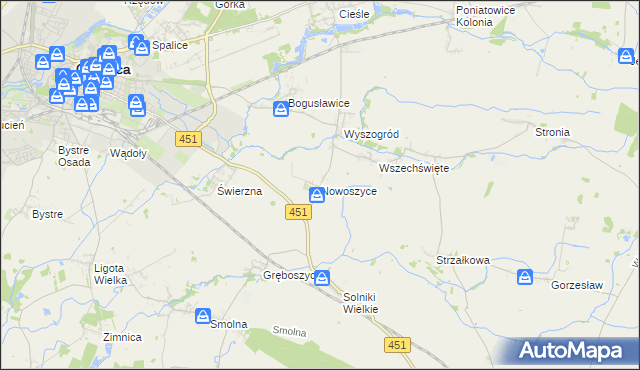 mapa Nowoszyce, Nowoszyce na mapie Targeo