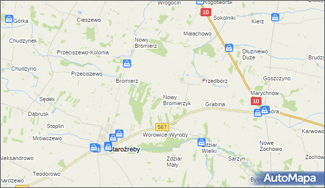mapa Nowy Bromierzyk, Nowy Bromierzyk na mapie Targeo