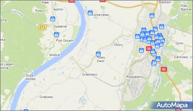 mapa Nowy Dwór gmina Kwidzyn, Nowy Dwór gmina Kwidzyn na mapie Targeo