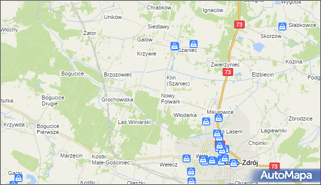 mapa Nowy Folwark gmina Busko-Zdrój, Nowy Folwark gmina Busko-Zdrój na mapie Targeo