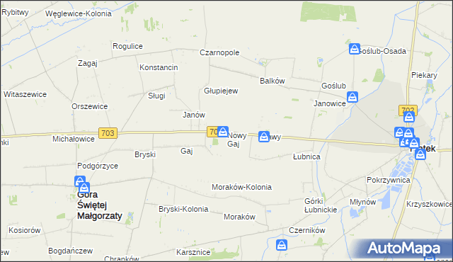 mapa Nowy Gaj gmina Góra Świętej Małgorzaty, Nowy Gaj gmina Góra Świętej Małgorzaty na mapie Targeo