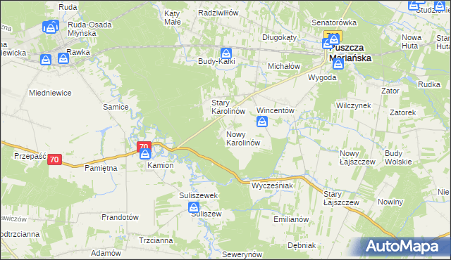 mapa Nowy Karolinów, Nowy Karolinów na mapie Targeo