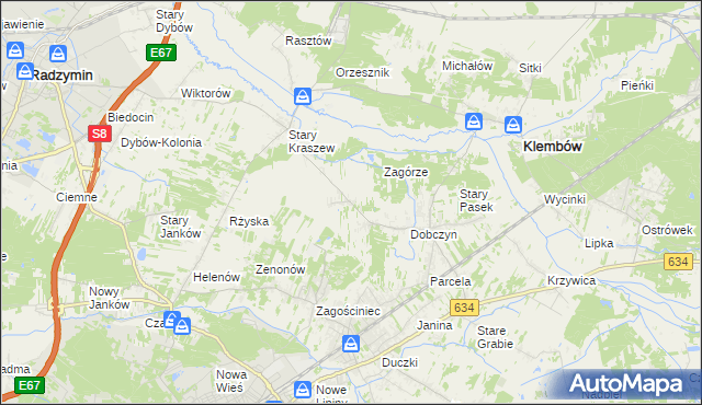 mapa Nowy Kraszew, Nowy Kraszew na mapie Targeo