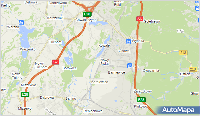 mapa Nowy Świat gmina Żukowo, Nowy Świat gmina Żukowo na mapie Targeo