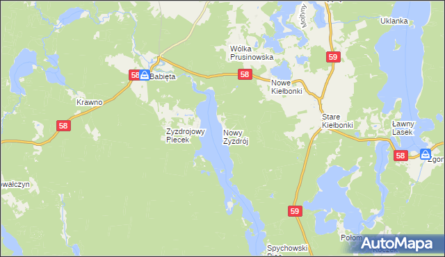 mapa Nowy Zyzdrój, Nowy Zyzdrój na mapie Targeo