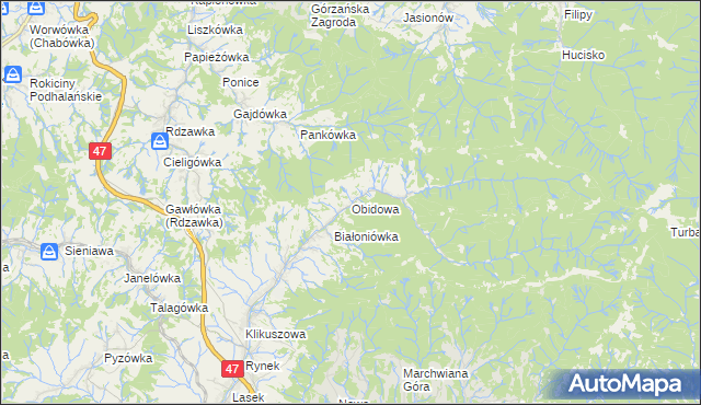 mapa Obidowa, Obidowa na mapie Targeo