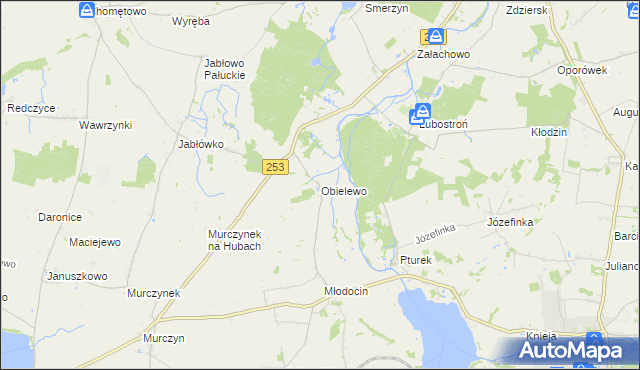 mapa Obielewo, Obielewo na mapie Targeo