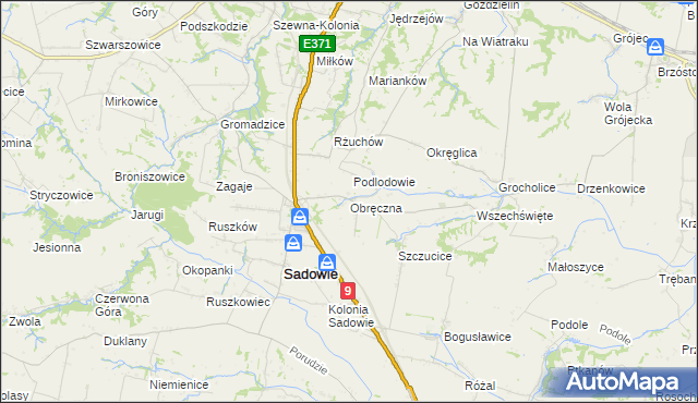 mapa Obręczna, Obręczna na mapie Targeo