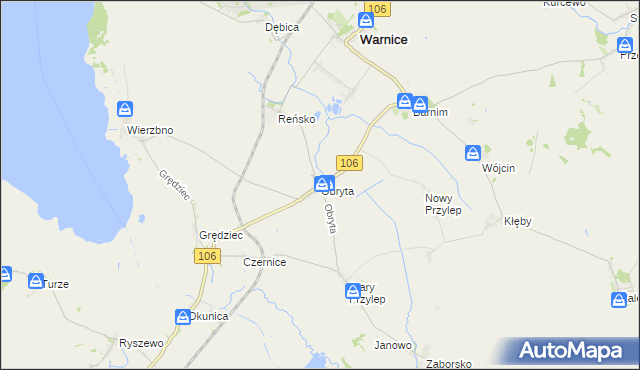 mapa Obryta, Obryta na mapie Targeo