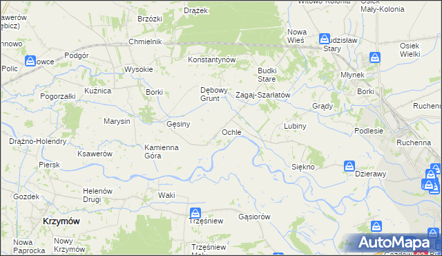 mapa Ochle gmina Koło, Ochle gmina Koło na mapie Targeo
