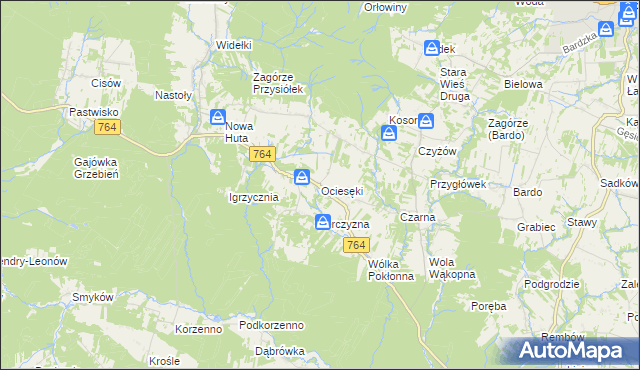 mapa Ociesęki, Ociesęki na mapie Targeo