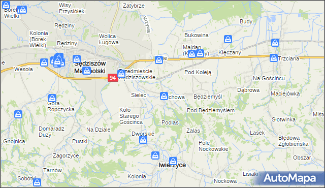 mapa Olchowa gmina Iwierzyce, Olchowa gmina Iwierzyce na mapie Targeo