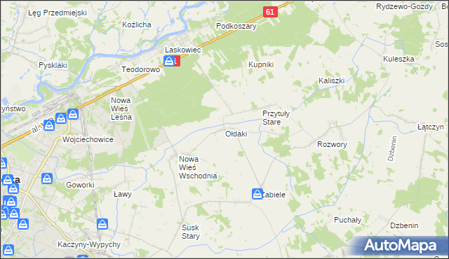 mapa Ołdaki gmina Rzekuń, Ołdaki gmina Rzekuń na mapie Targeo