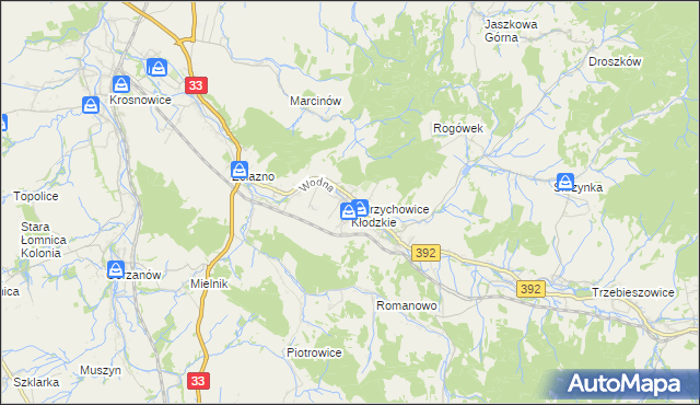 mapa Ołdrzychowice Kłodzkie, Ołdrzychowice Kłodzkie na mapie Targeo