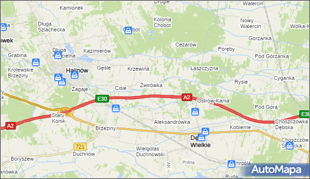 mapa Olesin gmina Dębe Wielkie, Olesin gmina Dębe Wielkie na mapie Targeo
