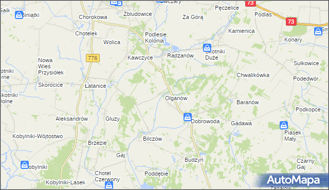 mapa Olganów, Olganów na mapie Targeo