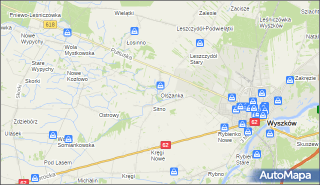 mapa Olszanka gmina Wyszków, Olszanka gmina Wyszków na mapie Targeo