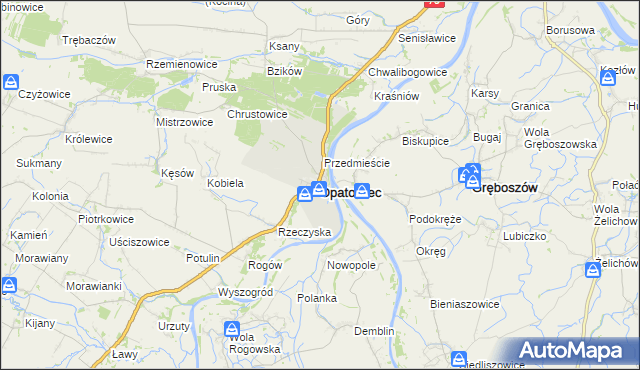 mapa Opatowiec powiat kazimierski, Opatowiec powiat kazimierski na mapie Targeo