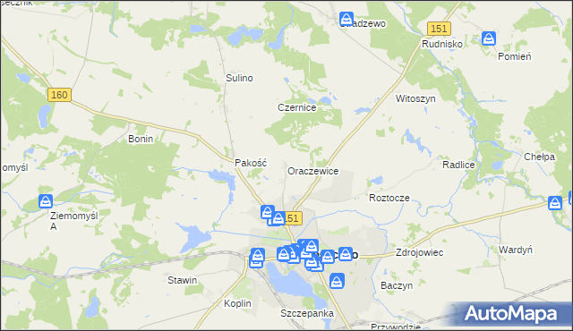 mapa Oraczewice, Oraczewice na mapie Targeo