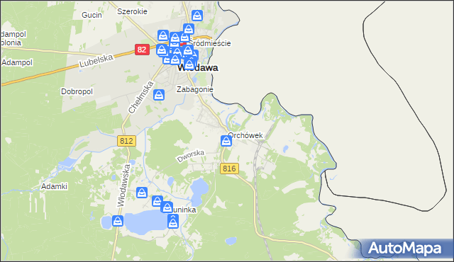 mapa Orchówek gmina Włodawa, Orchówek gmina Włodawa na mapie Targeo