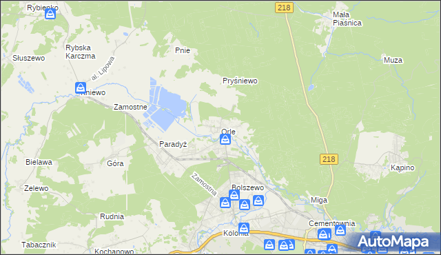 mapa Orle gmina Wejherowo, Orle gmina Wejherowo na mapie Targeo