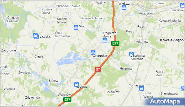mapa Orońsko, Orońsko na mapie Targeo