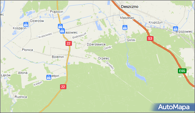 mapa Orzelec, Orzelec na mapie Targeo