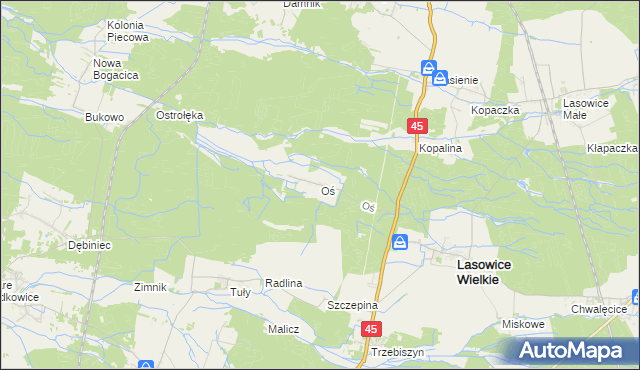 mapa Oś, Oś na mapie Targeo