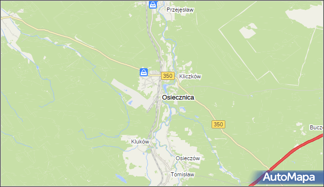mapa Osiecznica powiat bolesławiecki, Osiecznica powiat bolesławiecki na mapie Targeo