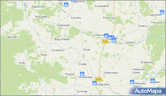 mapa Osiek gmina Mochowo, Osiek gmina Mochowo na mapie Targeo