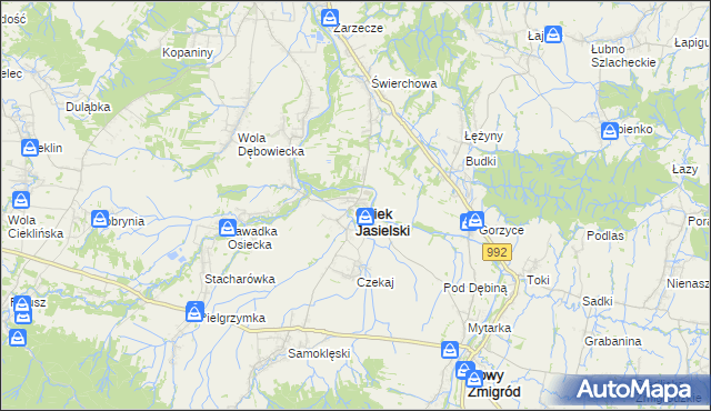 mapa Osiek Jasielski, Osiek Jasielski na mapie Targeo