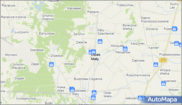 mapa Osiek Mały powiat kolski, Osiek Mały powiat kolski na mapie Targeo