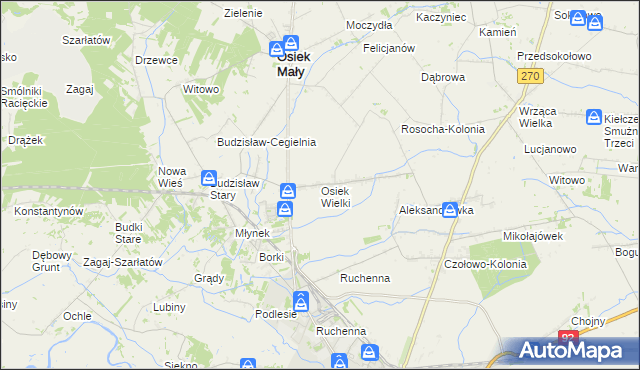mapa Osiek Wielki gmina Osiek Mały, Osiek Wielki gmina Osiek Mały na mapie Targeo