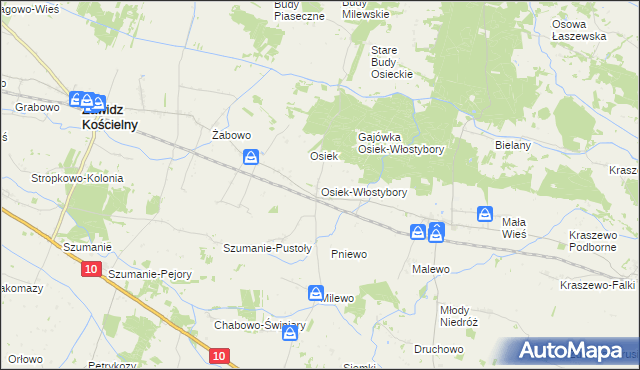 mapa Osiek-Włostybory, Osiek-Włostybory na mapie Targeo