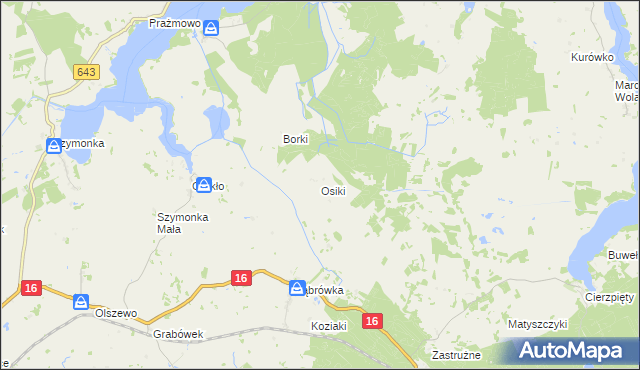 mapa Osiki, Osiki na mapie Targeo