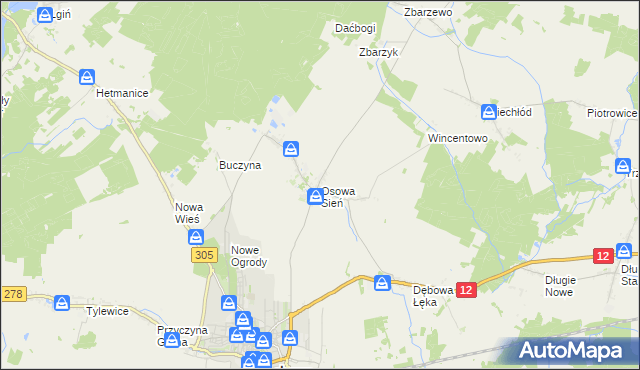mapa Osowa Sień, Osowa Sień na mapie Targeo