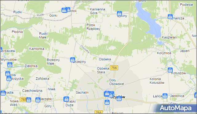 mapa Osówka gmina Szydłów, Osówka gmina Szydłów na mapie Targeo