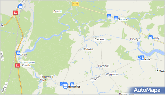 mapa Osówka gmina Tarnówka, Osówka gmina Tarnówka na mapie Targeo