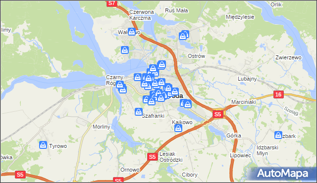 mapa Ostróda, Ostróda na mapie Targeo