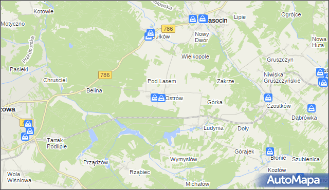 mapa Ostrów gmina Krasocin, Ostrów gmina Krasocin na mapie Targeo