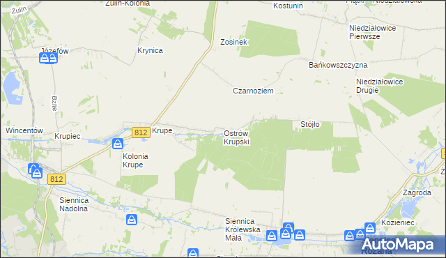 mapa Ostrów Krupski, Ostrów Krupski na mapie Targeo