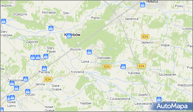 mapa Ostrówek gmina Klembów, Ostrówek gmina Klembów na mapie Targeo