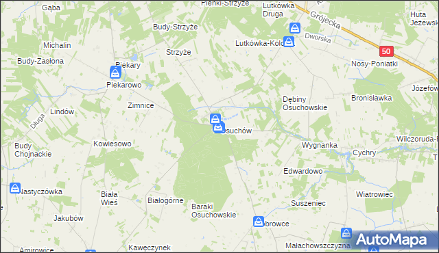 mapa Osuchów gmina Mszczonów, Osuchów gmina Mszczonów na mapie Targeo