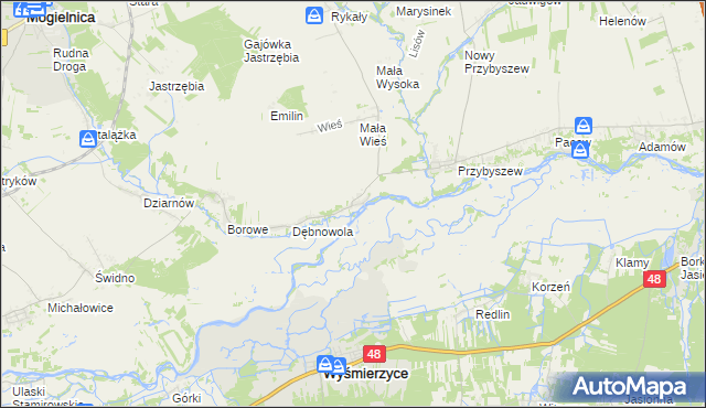 mapa Osuchów gmina Promna, Osuchów gmina Promna na mapie Targeo