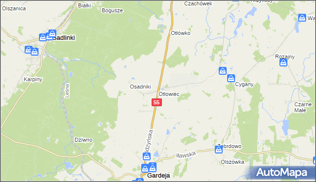 mapa Otłowiec, Otłowiec na mapie Targeo