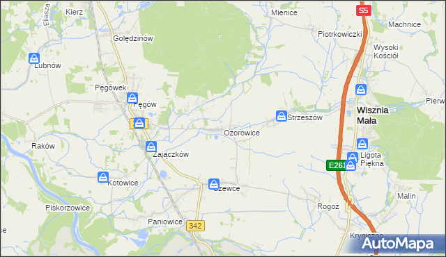 mapa Ozorowice, Ozorowice na mapie Targeo