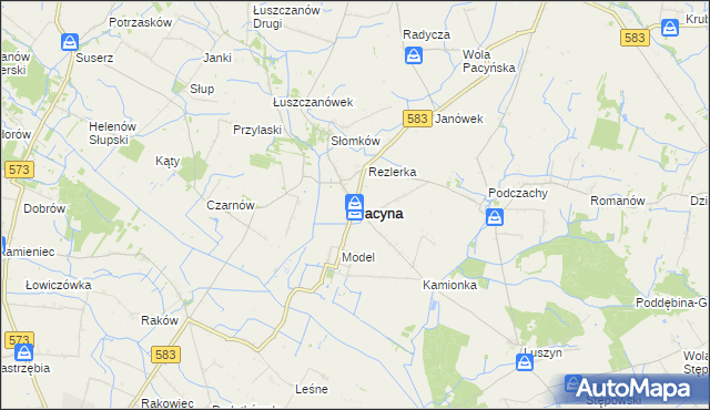 mapa Pacyna, Pacyna na mapie Targeo